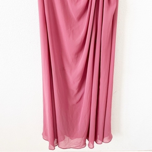 Mori Lee Pink Chiffon Strapless Sweetheart Gown Bridesmaid Formal Dress - Picture 4 of 9